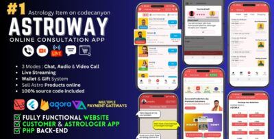 Astroway - Astrology Consultation App with Website and PHP Backend Includes Chat, Audio-Video Call v2.1.3