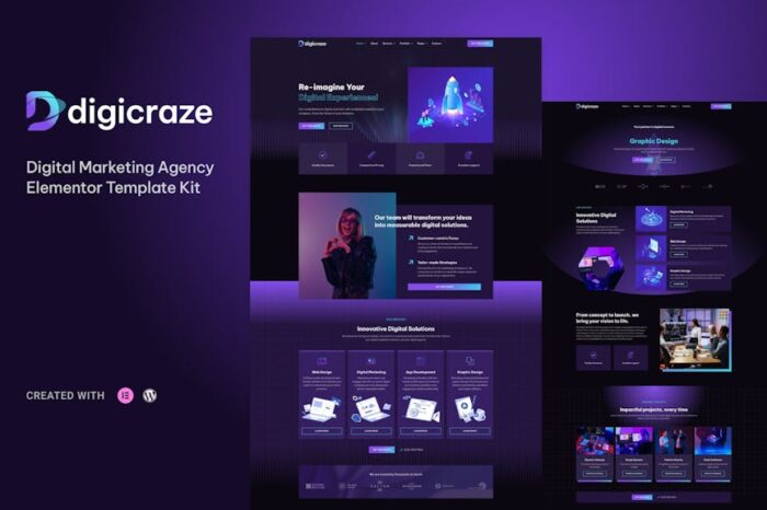 Digicraze - Digital Marketing Agency Elementor Pro Template Kit