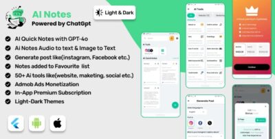 AI Notes & AI Tools Flutter Full Application ADMOB Subscription Plan