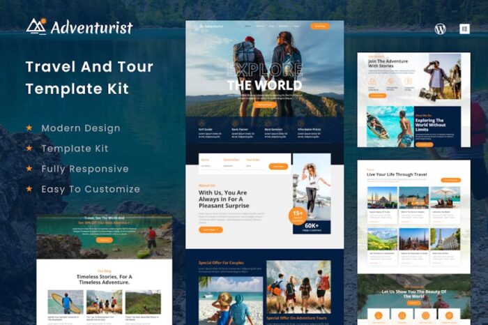 Adventurist - Travel & Tourism Agency Elementor Template Kit