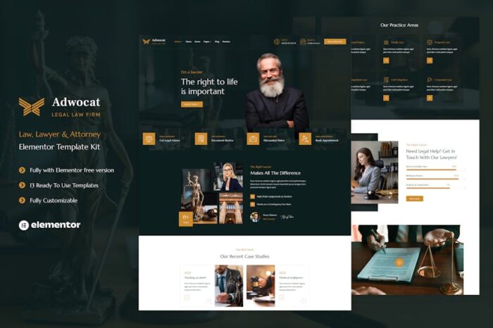 Adwocat - Law Firm & Attorney Elementor Template Kit