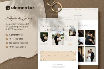 Alycia & Jevan – Wedding Invitation & RSVP Elementor Template Kit