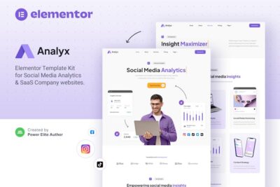 Analyx - Social Media Analytics & SaaS Company Elementor Template Kit