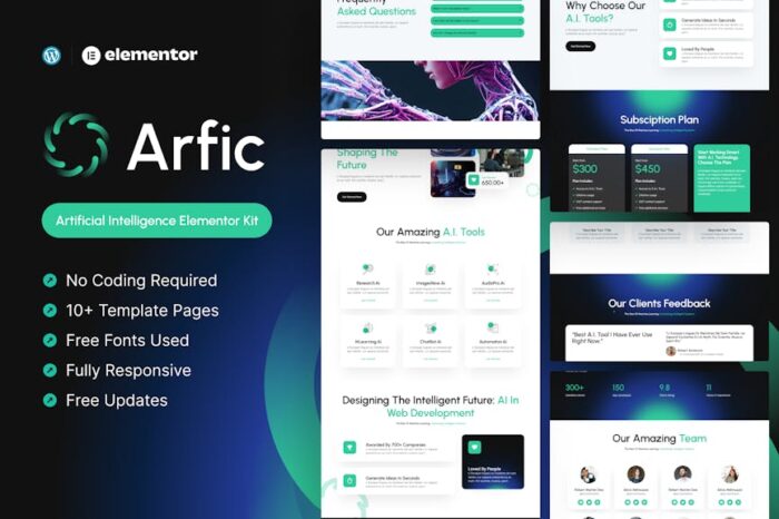 Arfic - Artificial Intelligence Elementor Pro Template Kit