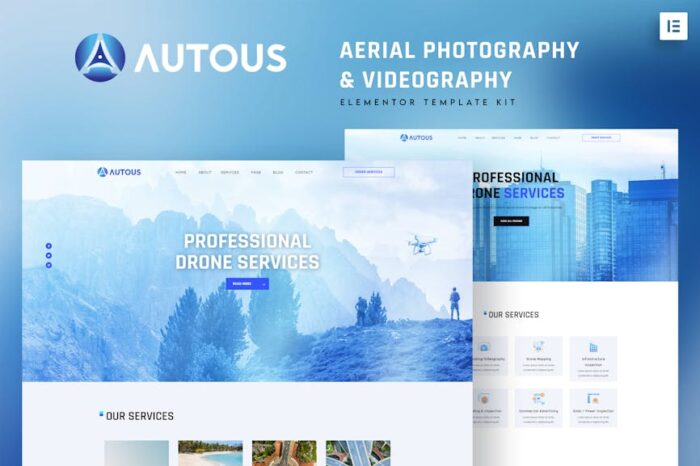 Autous - Aerial Photography & Videography Elementor Template Kit