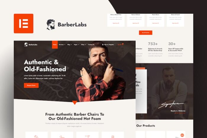 BarberLabs - Barber Shop Elementor Template Kit