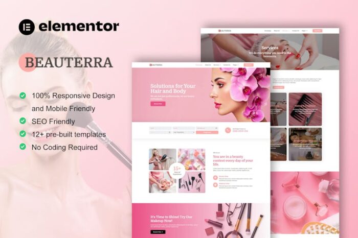 Beauterra - Makeup Artist & Beauty Salon Elementor Pro Template Kit