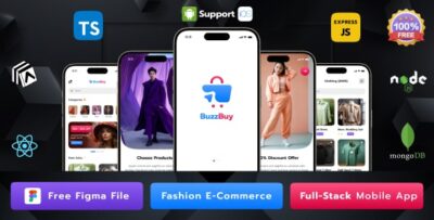 Buzzbuy Full stack E-commerce Mobile App Free Figma iOS Android