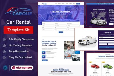 CarQue - Car Rental & Auto Services Elementor Template Kit