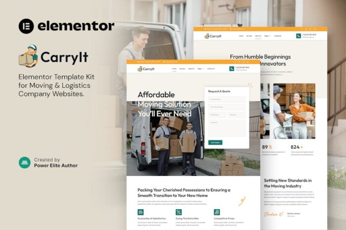 CarryIt – Moving & Logistics Company Elementor Template Kit