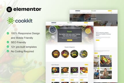 Cookkit - Food Recipe & Nutrition Service Elementor Pro Template Kit