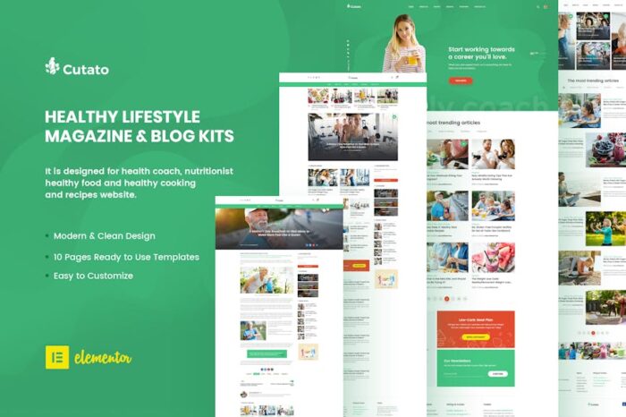 Cutato - Healthy Lifestyle Magazine & Blog Elementor Template Kit