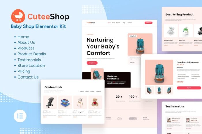 CuteeShop - Kids & Baby Ecommerce Elementor Kit