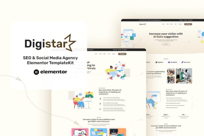 Digistar - SEO & Social Media Agency Elementor Templat Kit