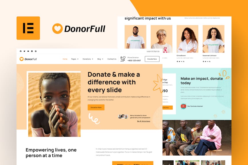 DonorFull - Charity & Donation Elementor Template Kit DonorFull - Charity & Donation Elementor Template Kit
