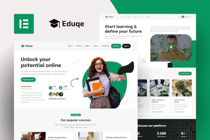 Eduqe - Online Courses Elementor Pro Template Kit