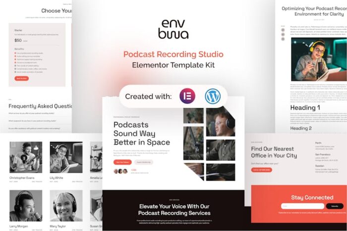 Envbwa - Podcast Recording Studio Elementor Pro Template Kit