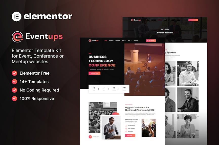 Eventups - Event & Conference Elementor Template Kit Eventups - Event & Conference Elementor Template Kit