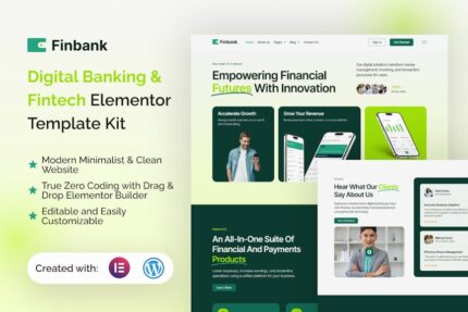 Finbank - Digital Banking & Fintech Elementor Template Kit