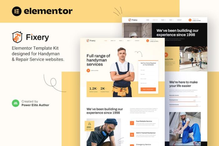 Fixery – Handyman & Repair Services Elementor Template Kit