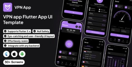 FlowVPN UI template OpenVPN App in Flutter Secure VPN app template