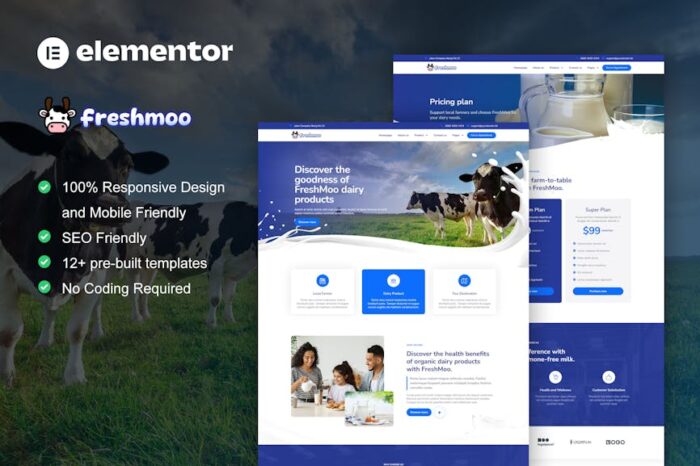 FreshMoo - Dairy Farm Elementor Pro Template Kit