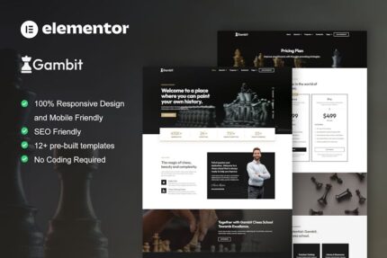 Gambit - Chess Club Courses & Training Elementor Template Kit