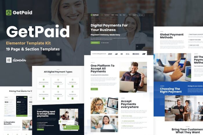 GetPaid - Payment Gateway & Fintech Service WordPress Elementor Template Kit