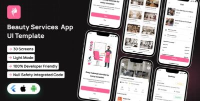 GlowUp app UI Template Beauty Service app template in Flutter