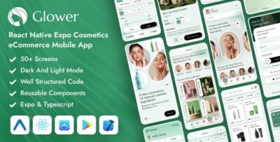 Glower - React Native Expo Cosmetics eCommerce Mobile App Template