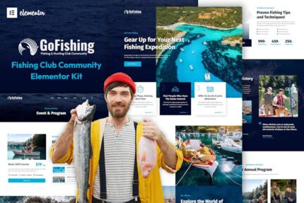 Go Fishing - Fishing Club Community Elementor Template Kit