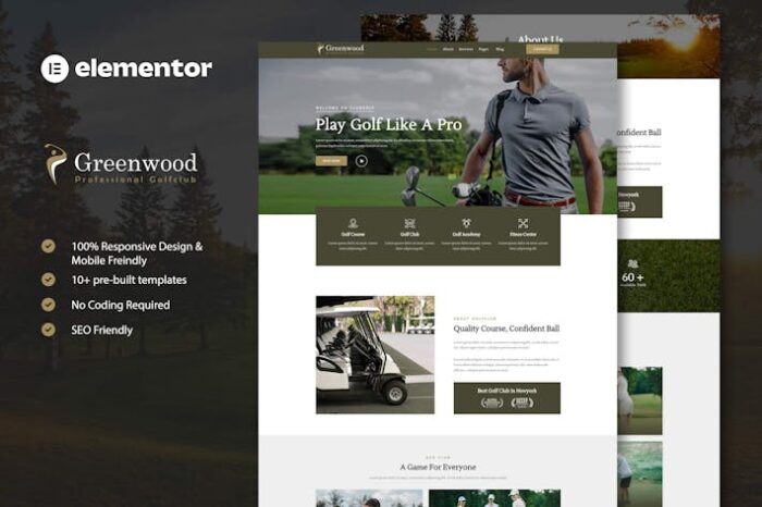 Greenwood - Golf Club & Academy Elementor Template Kit