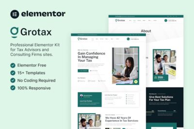 Grotax - Tax Advisor & Consulting Firm Elementor Template Kit
