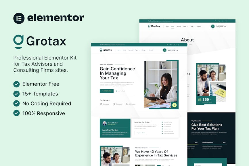 Grotax - Tax Advisor & Consulting Firm Elementor Template Kit Grotax - Tax Advisor & Consulting Firm Elementor Template Kit