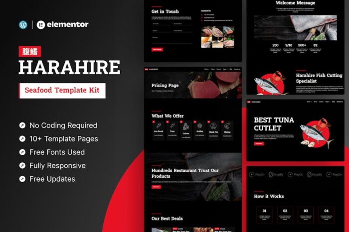 Harahire - Seafood Elementor Pro Template Kit