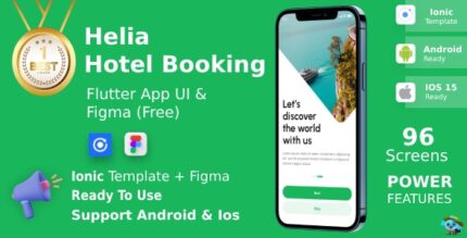 Helia Hotel Booking ANDROID + IOS + FIGMA UI Kit Ionic