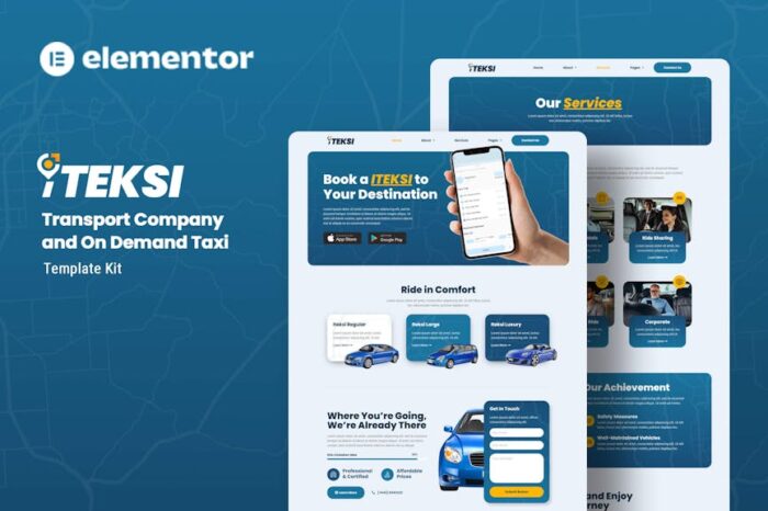 Iteksi - Transport Company & Taxi App Elementor Template Kit