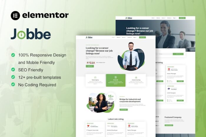 Jobbe - Job Listing & Recruitment Agency Elementor Template Kit