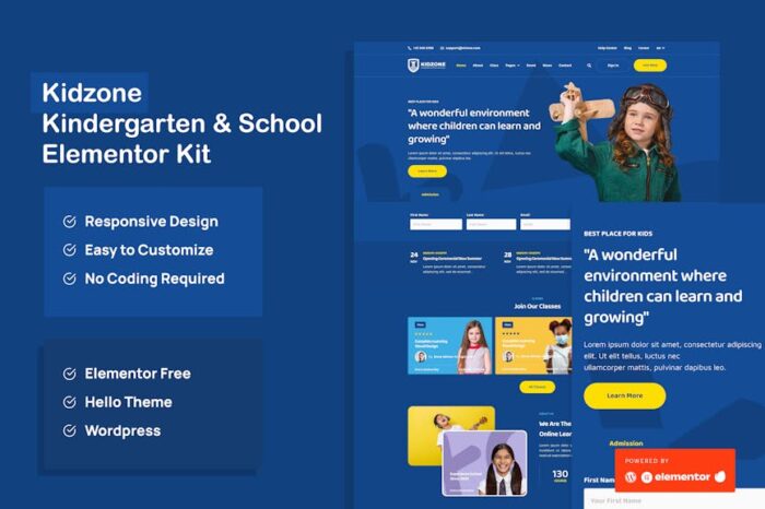 Kidzone - Kindergarten & School Elementor Template Kit