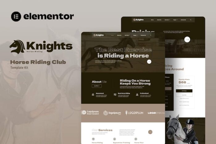 Knights Horse Riding Club Elementor Template Kit