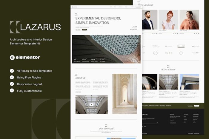 Lazarus - Architecture & Interior Design Elementor Template Kit