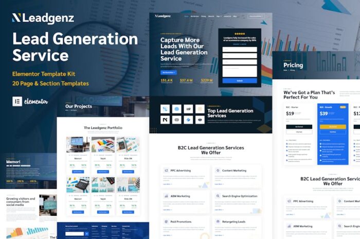 Leadgenz - Lead Generation & Sales Agency Elementor Template Kit