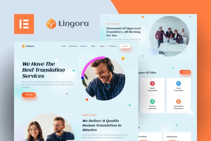 Lingora - Online Translation Services Elementor Template Kit