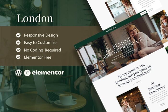 London - Feminine Business Coach Elementor Template Kit