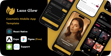 LuxeGlow Cosmetic Mobile App Free Figma IOS Android