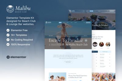 Malibu – Beach Club & Lounge Bar Elementor Template Kit