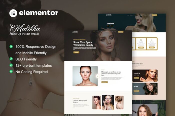 Malikha - Beauty Salon & Spa Elementor Pro Template Kit