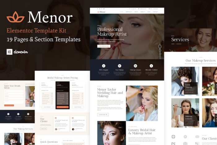 Menor - Makeup Artist & Hair Stylist Elementor Pro Template Kit