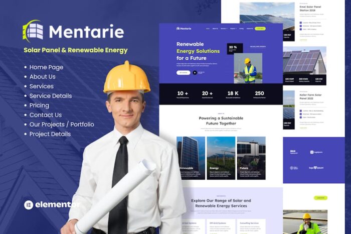 Mentarie - Solar Panel & Sustainable Energy Elementor Template Kit