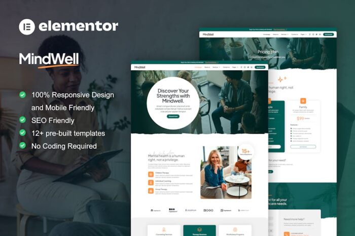 MindWell - Mental Health Care Elementor Pro Template Kit